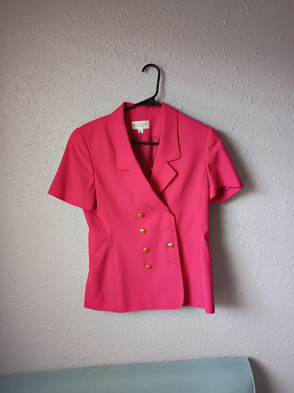 Preston & York Hot Pink Double-Breasted Short Sleeve Blazer